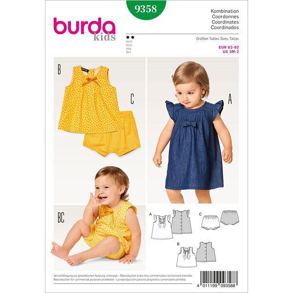 Babyklänning / blus / trosor, Burda 9358,  image number 1