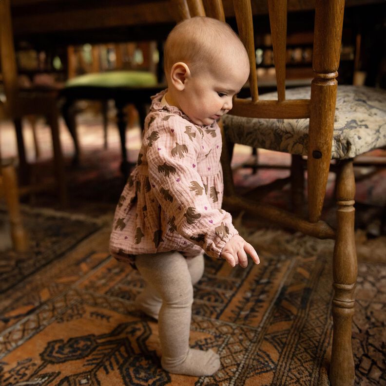GOTS Muslin/Dubbel-krinkelväv Fåglar och hjärtan | Poppy Fabrics – gammalt rosa, image number 7