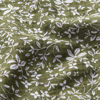 Muslin/Dubbel-krinkelväv blomrankor – oliv, 
