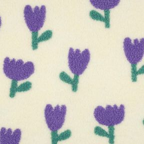 Teddyplysch tulpaner | Poppy Fabrics – elfenbensvit, 