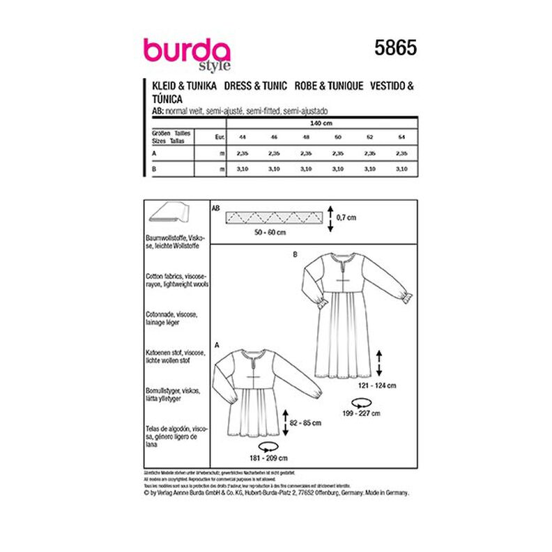 Klänning / Tunika i plusstorlek | Burda 5865 | 44-54,  image number 9