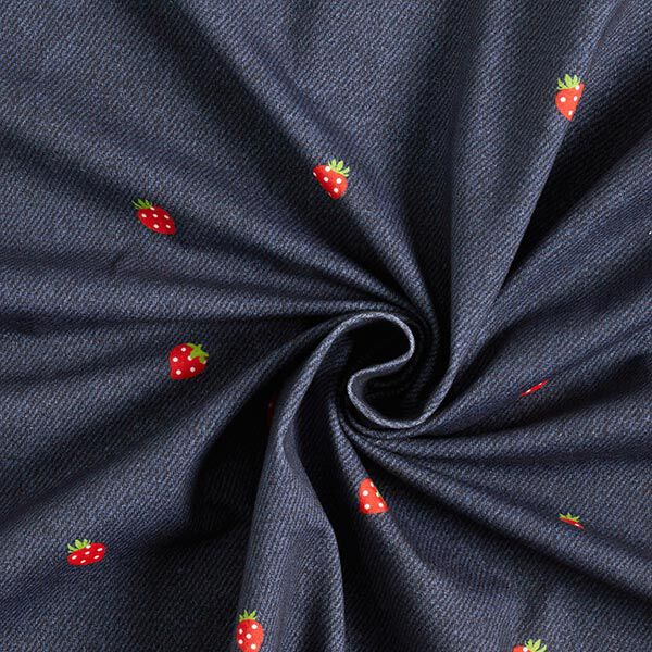 Bomullsjersey jordgubbar med jeanslook Digitaltryck – blågrått/eldröd,  image number 3