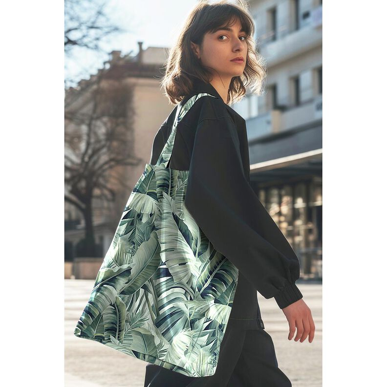 Dekorationstyg Canvas målade palmblad – elfenbensvit/eukalyptus,  image number 5