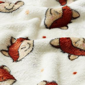 Mysfleece Dubbelsidigt Vänliga rävar – yllevit/brun, 