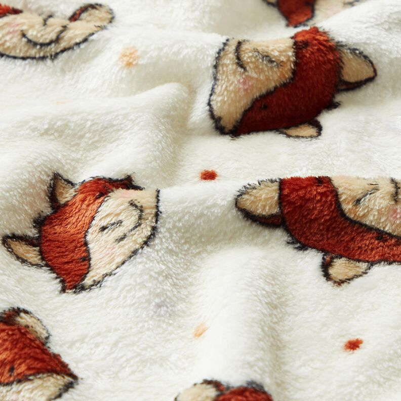 Mysfleece Dubbelsidigt Vänliga rävar – yllevit/brun, image number 2