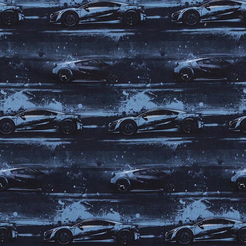 Bomullsjersey racerbil Digitaltryck &ndash; svartbl&aring;,  image number 1