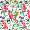 Outdoortyg Canvas Exotiska blommor – vit/grön,  thumbnail number 1