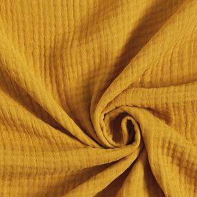 GOTS Bomullsmuslin i tre lager – currygul, 