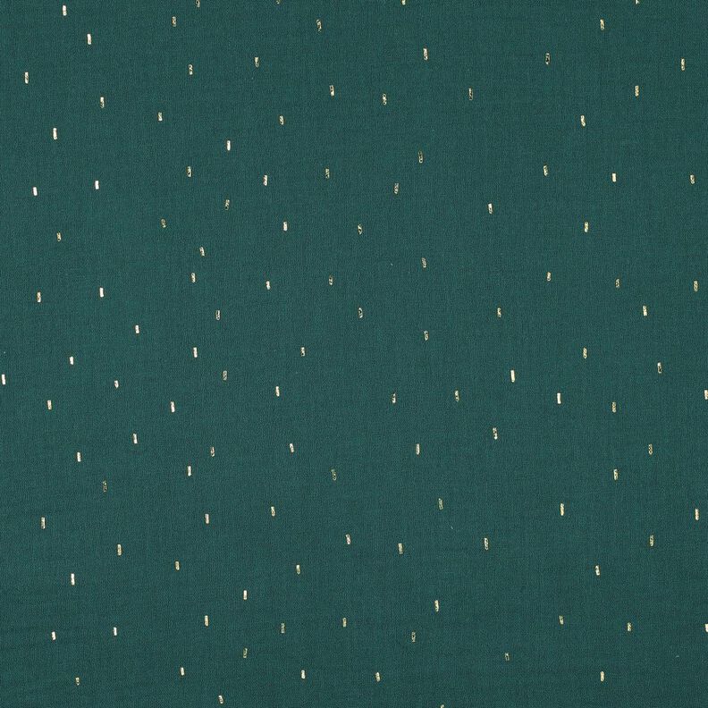 Muslin/Dubbel-krinkelväv Rektangel Folietryck | Poppy Fabrics – blågran/guldmetallic,  image number 1