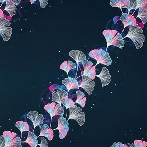 Bomullsjersey Gingko | Glitzerpüppi – nattblå/purpur, 