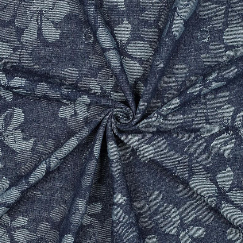 Denim/bomullsmix blommor – jeansblå,  image number 3