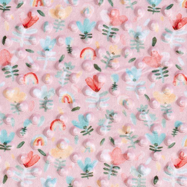 Mysfleece präglade prickar och blommor – rosa,  image number 1