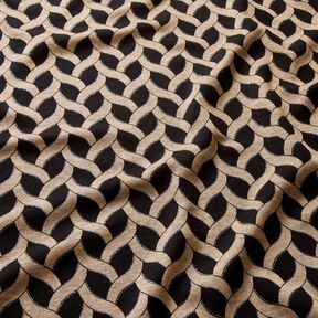 Viskosjersey glittrigt flätmönster – svart/apricot,  Viskosjersey glittrigt flätmönster – svart/apricot,