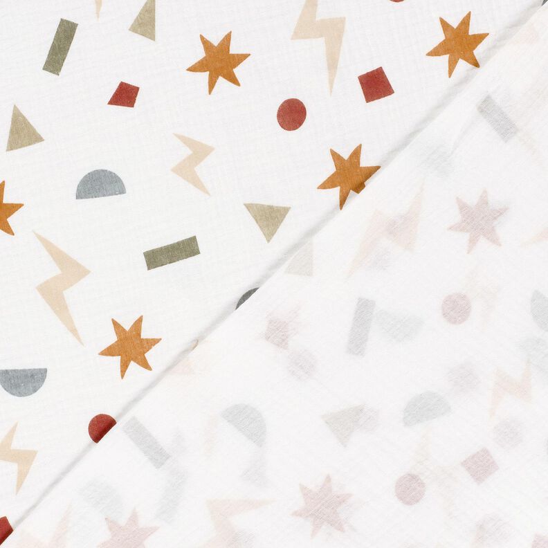 Muslin/Dubbel-krinkelväv Geometriska symboler – elfenbensvit/karamell, image number 4