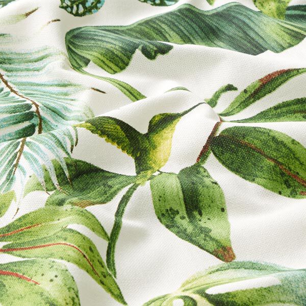 Dekorationstyg Halvpanama exotiska blad – grön/vit,  image number 2