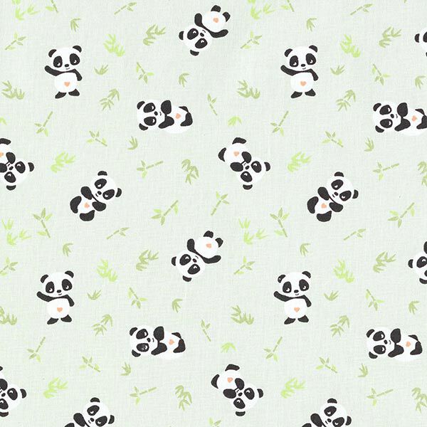 Bomullstyg Kretong gosig panda – grön,  image number 1
