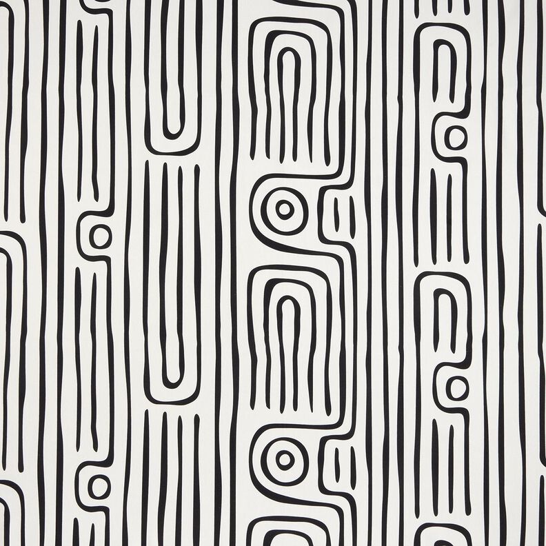 Dekorationstyg Halvpanama abstrakt randigt mönster – svart/elfenbensvit, image number 1
