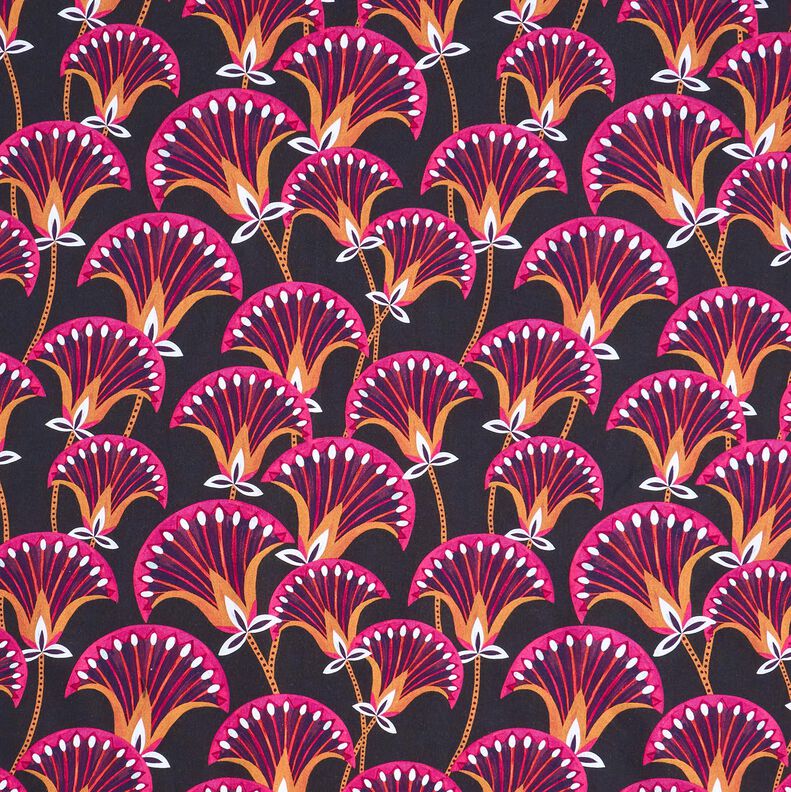 Dekorationstyg Canvas blomsolfjäder – svart/pink, image number 1