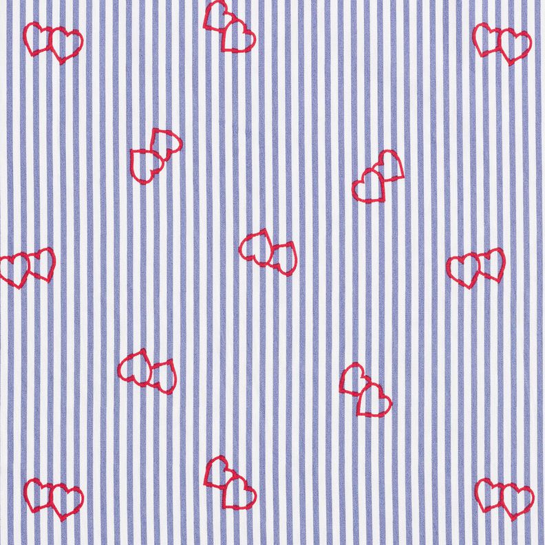Poplin Stretch ränder och hjärtan – vit/indigo,  image number 1