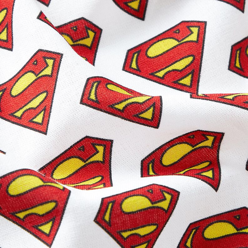 Bomullspoplin Superman-logga Licenstyg | DC Comics – vit,  image number 2