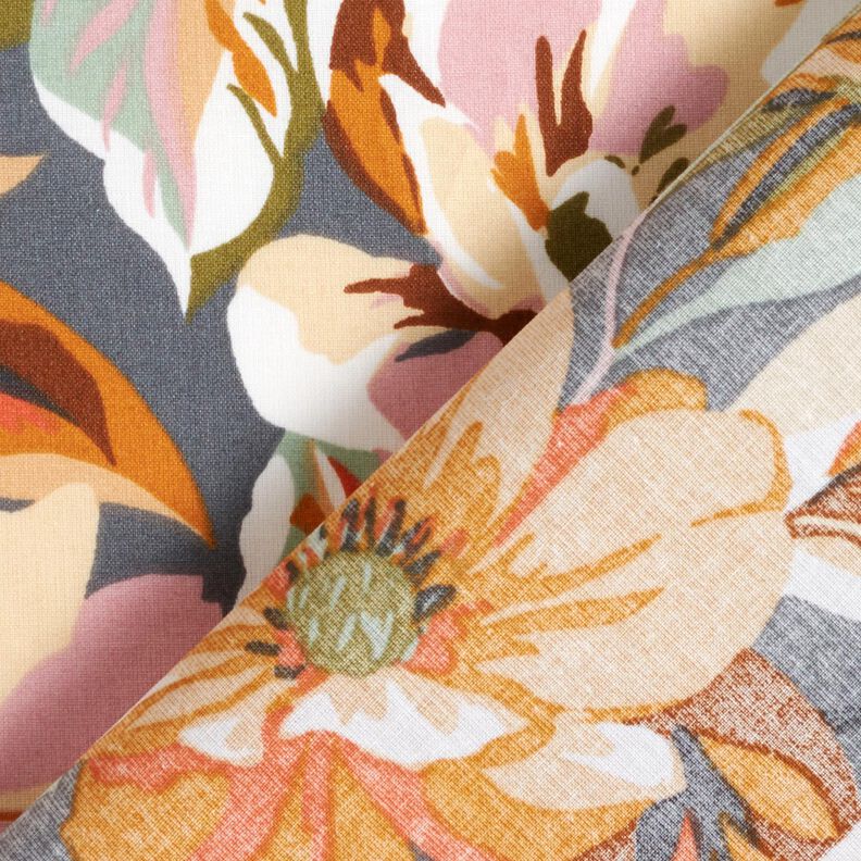 Behandlad bomull snygga blommor &ndash; skiffergr&aring;/rose,  image number 4