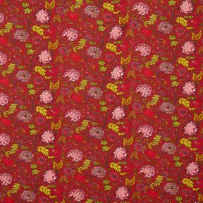 Viskostyg Paisley-blommor – karminröd/eldröd, 