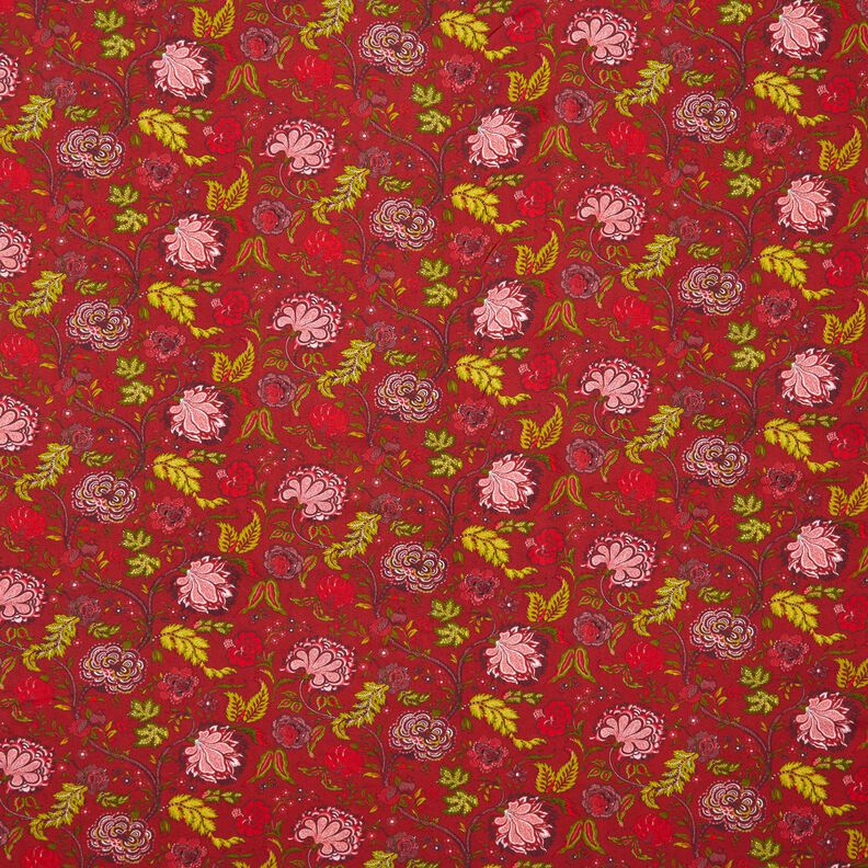 Viskostyg Paisley-blommor – kaminrött/eldröd,  image number 1