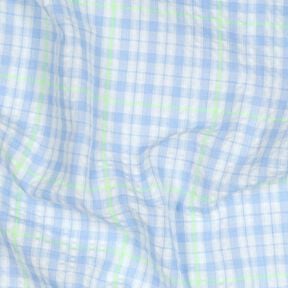 Bäckebölja Bomullsblandning Check – ljusblått/neongrönt, 