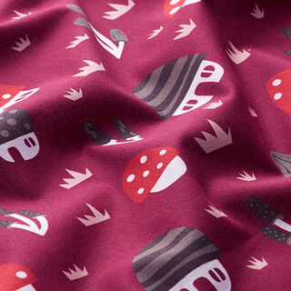 Poplin Svampby Digitaltryck | PETIT CITRON – purpur, 