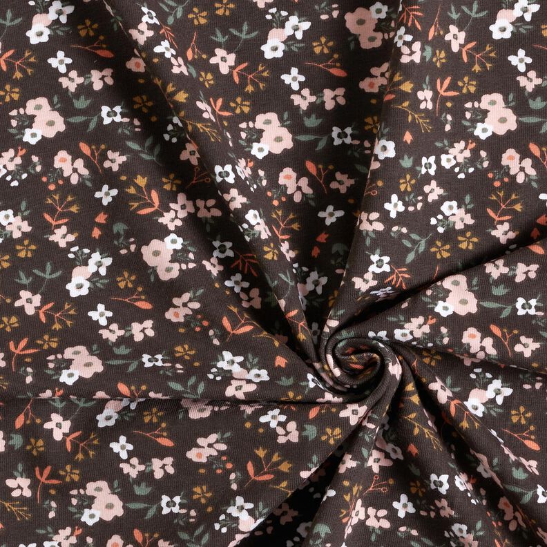 Bomullsjersey Millefleur – svartbrunt,  image number 3