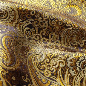 Jacquard för kläder Metallic paisley – guld/svart, 