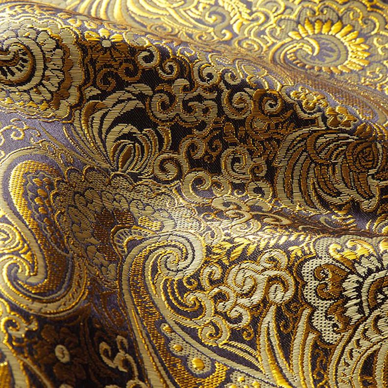 Jacquard för kläder Metallic paisley – guld/svart,  image number 2