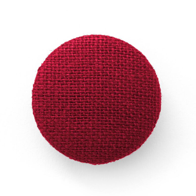 Klädd knapp, Linne Medium – mörkröd, image number 1