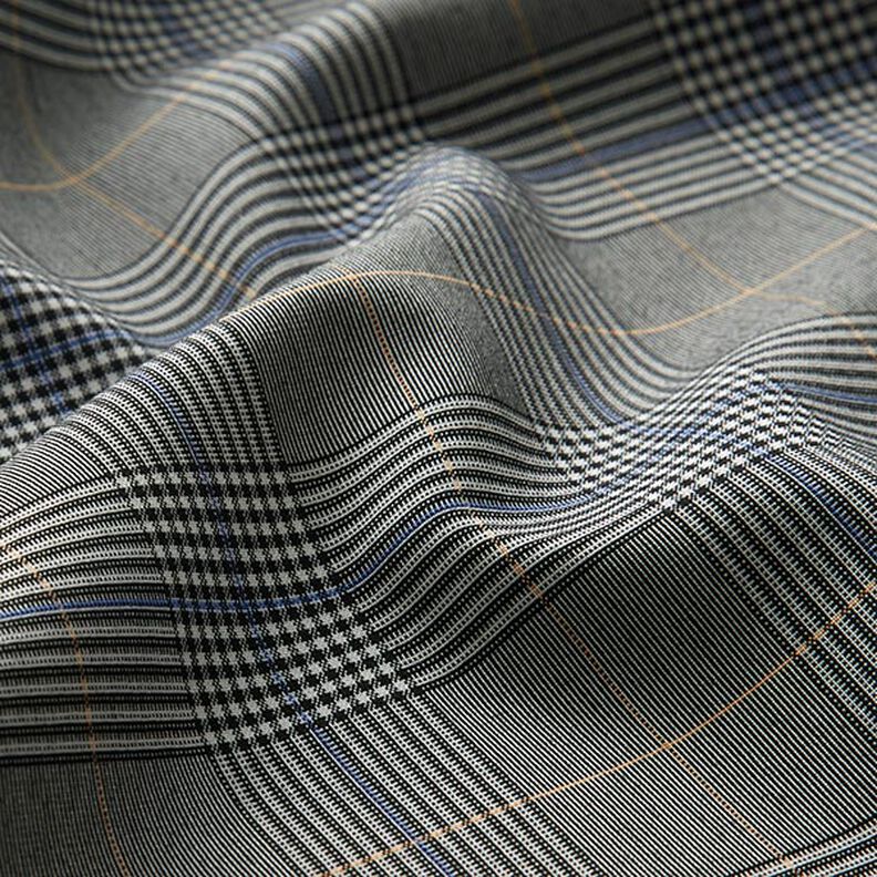 Viskosstretch Glencheck-rutor – grått/indigo, image number 2