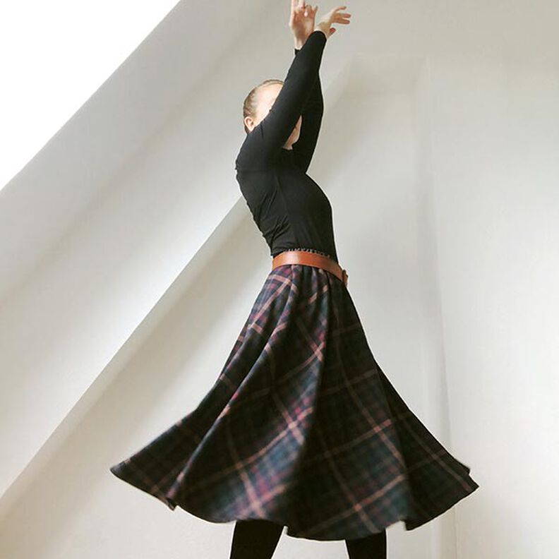 Skotskrutig stretch – navy,  image number 4