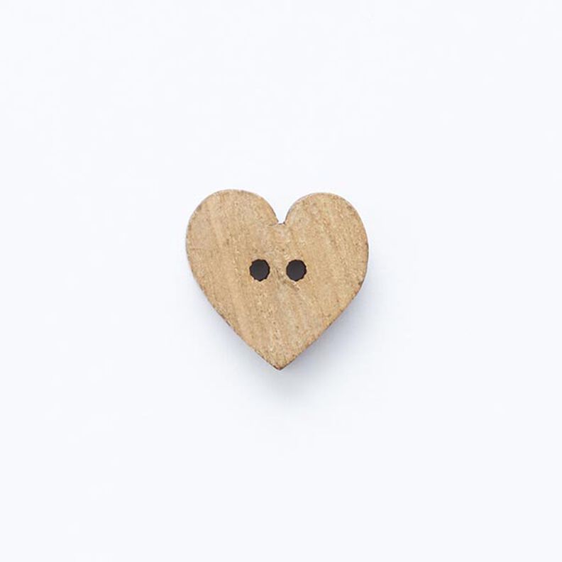 Hjärta knapp med 2 hål  – beige,  image number 1