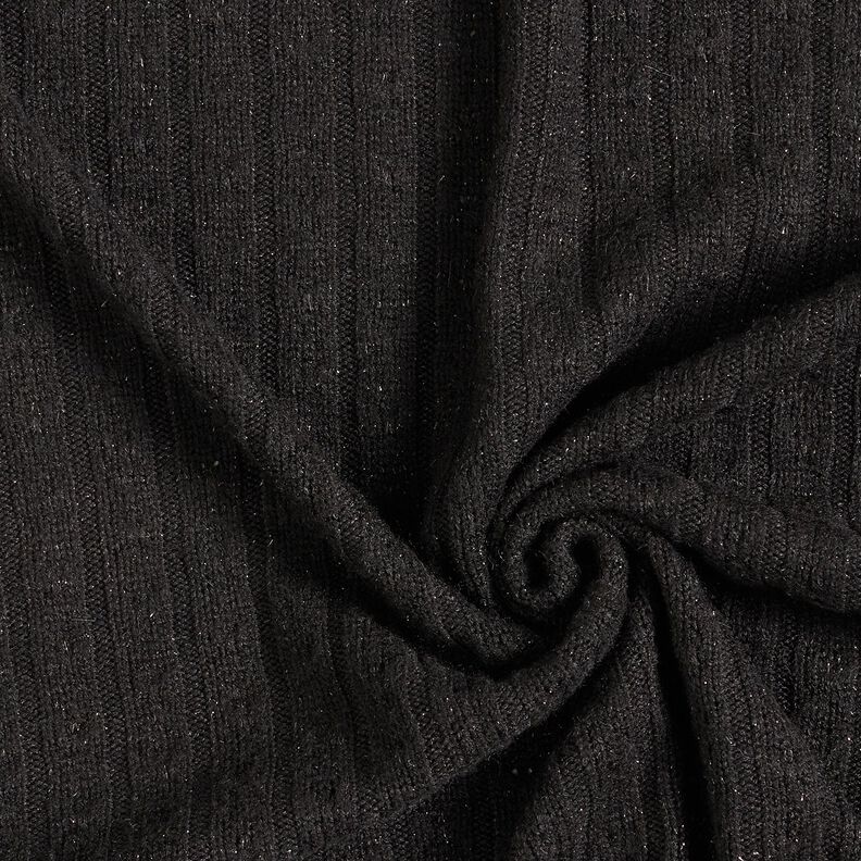 Stickat tyg Ajour eleganta glitterremsor – svart, image number 3