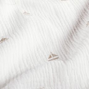 Muslin/Dubbel-krinkelväv Segelbåtar – yllevit/natur, 