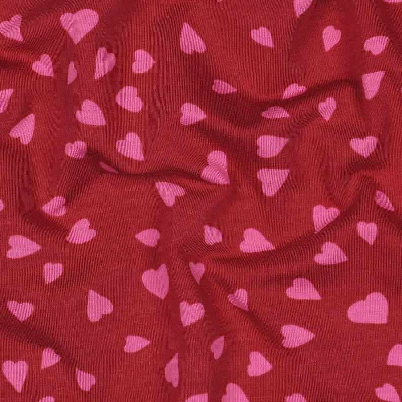 Sommarsweat hjärtan | Poppy Fabrics – mörkröd/pink,  image number 2