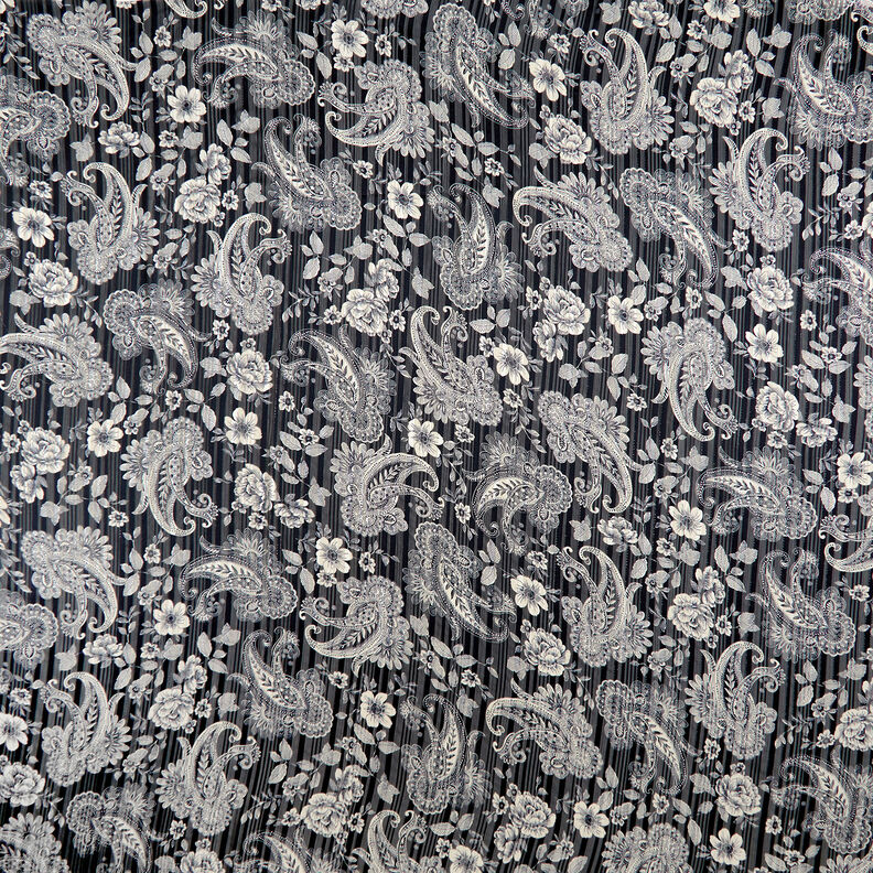 chiffong satinränder paisley – marinblått, image number 1