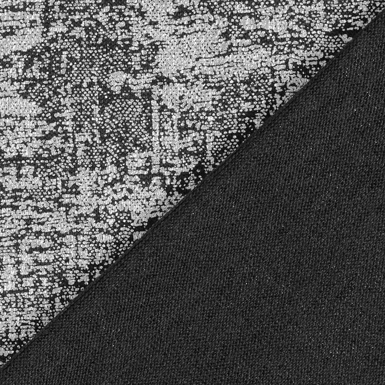 Stickat tyg metalliskt tryck abstrakt – silvermetallic/svart, image number 5