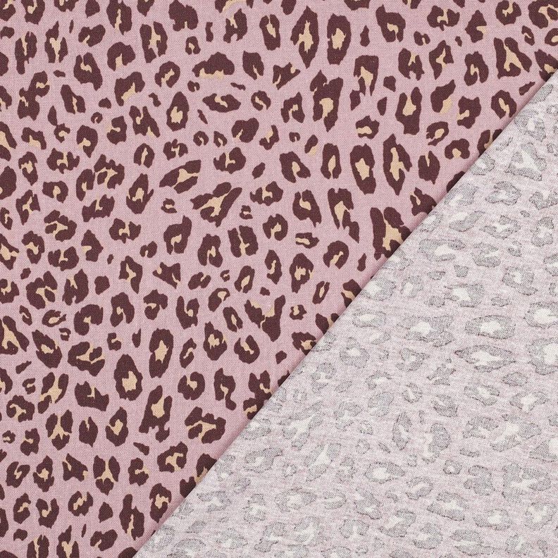 Viskos-linne-mix leo-tryck | Poppy Fabrics – ljus gammalrosa/aubergine,  image number 4