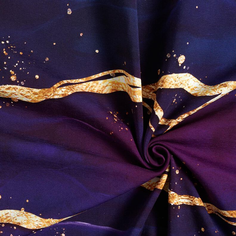 Bomullsjersey drömlik marmor | Glitzerpüppi  – rödlila/gammalguld,  image number 3