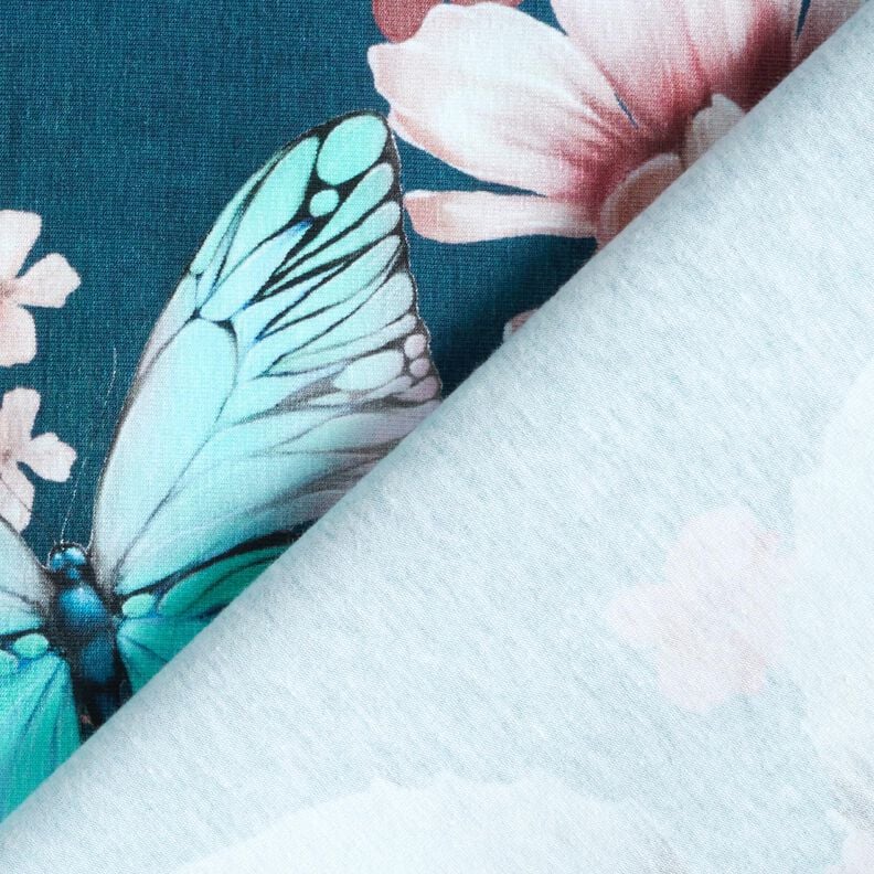 Bomullsjersey fjärilsäng | Glitzerpüppi  – ljus petrol/rose,  image number 4