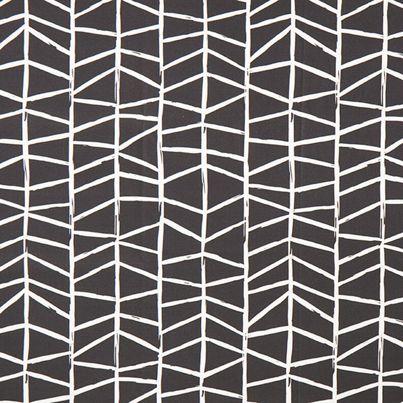 Dekorationstyg Halvpanama abstrakta linjer – elfenbensvit/svart,  image number 1