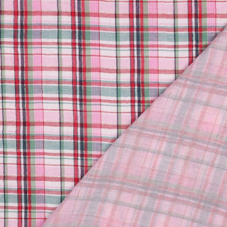 Muslin/Dubbel-krinkelväv Lurex rutigt | Poppy Fabrics – rose/guldmetallic,  image number 4