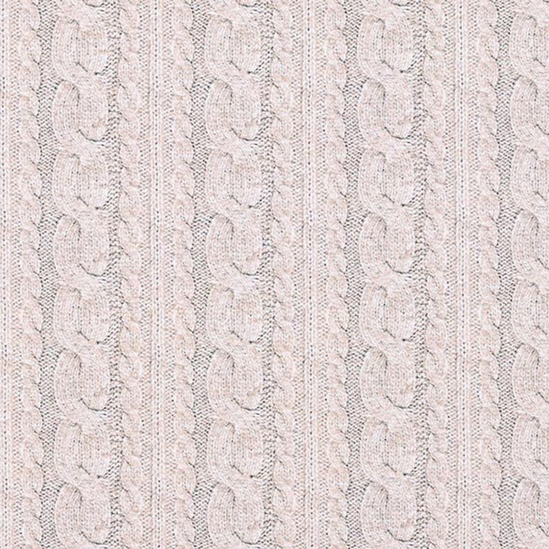 French Terry Sommarsweat kabelstickat tryck – ljusbeige,  image number 1