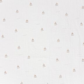 Muslin/Dubbel-krinkelväv Segelbåtar – yllevit/natur, 