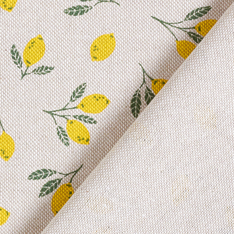 Dekorationstyg halvpanama mini citroner – gul/natur,  image number 4