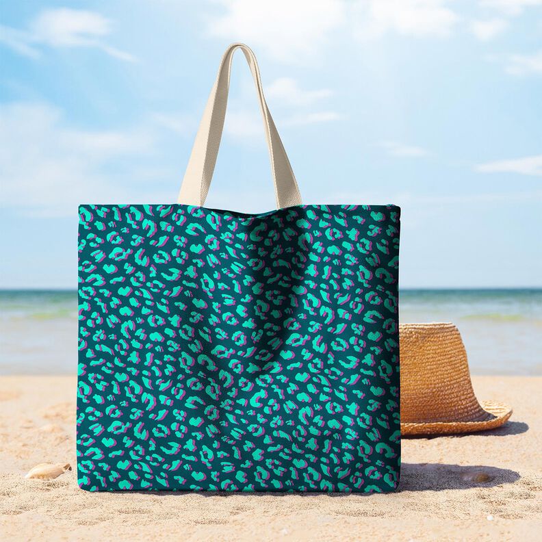 Behandlad bomull Abstrakt Lejon | Poppy Fabrics – petrol/lila, image number 5